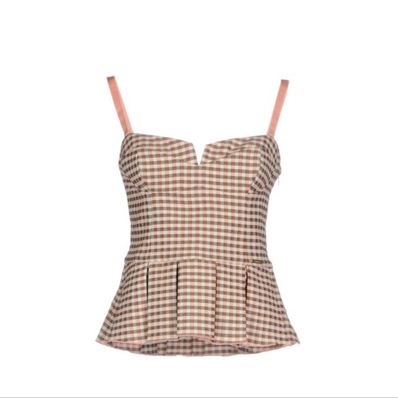 Guess Sophia Checkered Corset Top - Picture 1 of 6